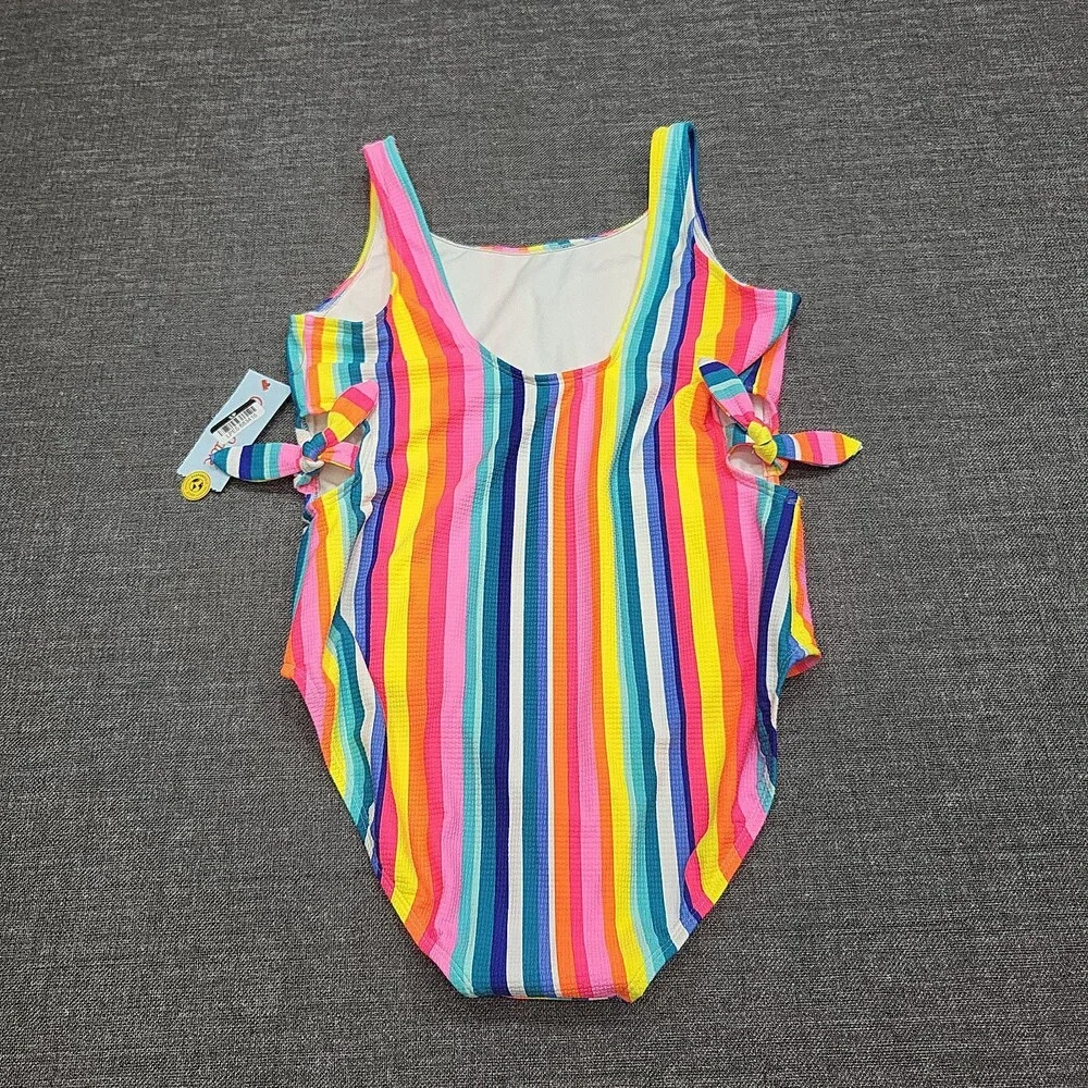 Cat & Jack Girls' Playa Striped One Piece Swimsuit Size X-Large 14 Plus